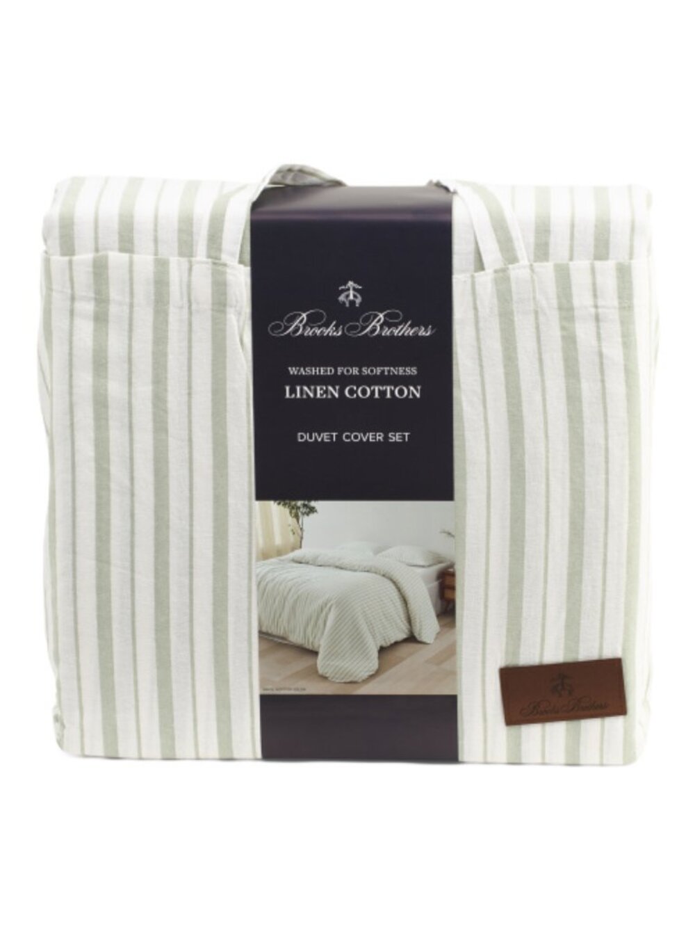 BROOKS BROTHERS Linen Blend Striped Duvet Set